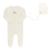 Ely & Co Ivory Boy Velour Bike Footie and Bonnet