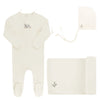 Ely & Co Ivory Boy Velour Bike Layette Set