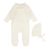 Lilette Cream Velour Collar Layette Set