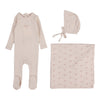 Lilette Soft Pink Bow Pointelle Graphic Layette Set