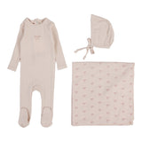 Lilette Soft Pink Bow Pointelle Graphic Layette Set