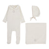 Lilette Cream/Pink Embroider Emblem Layette Set