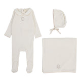 Lilette Cream/Pink Embroider Emblem Layette Set