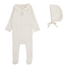 Lilette Cream/Pink Embroider Emblem Footie Set