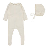 Lilette Cream Dotty Knit Footie Set