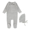 Lilette Light Blue Velour Collar Footie and Hat
