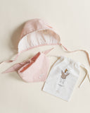 Ferne Pink Gingham Bonnet and Bib Set