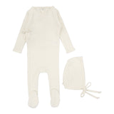 Lilette Cream Fine Pointelle Footie and Bonnet