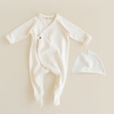 Ferne Milk/Red Flap Footie and Beanie