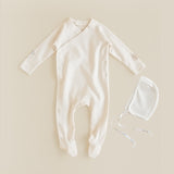 Ferne Milk/Bluet Patch Footie and Bonnet