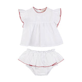 Babe & Tess White/Red Top and Bloomer Set