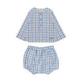 Louis Louise Blue Crepe Saul Shirt/Bloomer Set