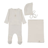 Bee & Dee Chalk White Bird Pointelle Layette Set