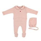Bebe Organic Blush Heart Pointelle Footie and Bonnet