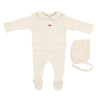 Bebe Organic Natural Heart Pointelle Footie and Bonnet