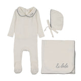 Lilette Cream/Blue Le Bebe Pointelle Layette Set
