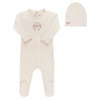 Ely's & Co Ivory Girl Garden Floral Center Footie/Beanie