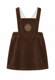 Popelin Dark Brown Velvet Embroider Bib Yoke Dress