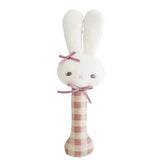 Alimrose Rose Check Bunny Stick Rattle