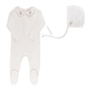 Ely's & Co Ivory Heather Embroiderd Collar Footie/Bonnet