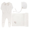 Ely's & Co Ivory Heather Embroiderd Collar Layette Set