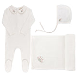 Ely's & Co Ivory Heather Embroiderd Collar Layette Set