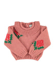 Piupiuchick Old Pink Flower Knit Collar Sweater/Legging Set