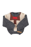 Piupiuchick Grey Geometric Knit Baby Sweater