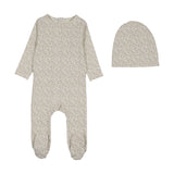 Lilette Cream/Blue Dahlia Vines Footie/Hat
