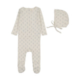 Lilette Cream/Blue Geo Floral Footie Set