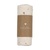 Lilette Cream/Blue Rosebud Swaddle
