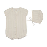 Lilette Cream Crochet Knit Boys Romper