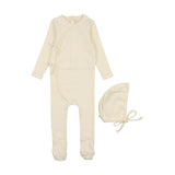 Lilette Cream Vine Pointelle Footie/Bonnet