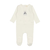 Lilette White Bear Embroidered Footie