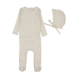 Lilette Cream/Pink Floret Footie/Bonnet