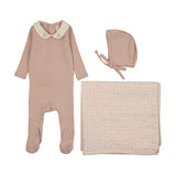 Lilette Dusty Pink Sweetheart Collar Layette Set