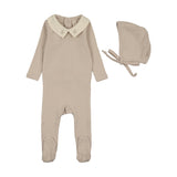 Lilette Cream/Taupe Sweetheart Collar Footie Set