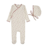 Lilette Cream/Pink Cherry Scallop Footie Set