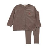 Lil Legs Eggplant Velour Crest Lounge Set