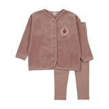 Lil Legs Dried Rose Velour Crest Lounge Set