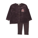Lil Legs Eggplant Velour Crest Lounge Set