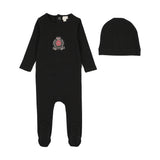 Lil Legs Black Classic Footie and Hat