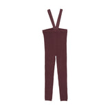 Lil Legs Burgundy Knit Suspender Leggings