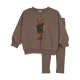 Analogie Wash Brown Varsity Bear Sweatshirt Set