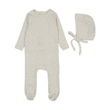 Lilette Cream/Blue Mini Flora Footie/Bonnet