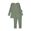 Lil Legs Green Leaf Printed Rib Pajamas