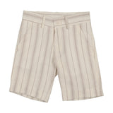 Manuelle Frank Beige Polo and White/Beige Stripe Shorts Set
