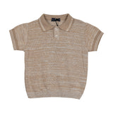 Manuelle Frank Beige Polo and White/Beige Stripe Shorts Set
