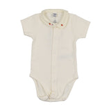 Petit Bateau Ecru Strawberry Bodysuit with Collar