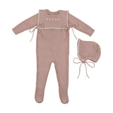 Carmina Anemone Knit Footie/Bonnet with Bib